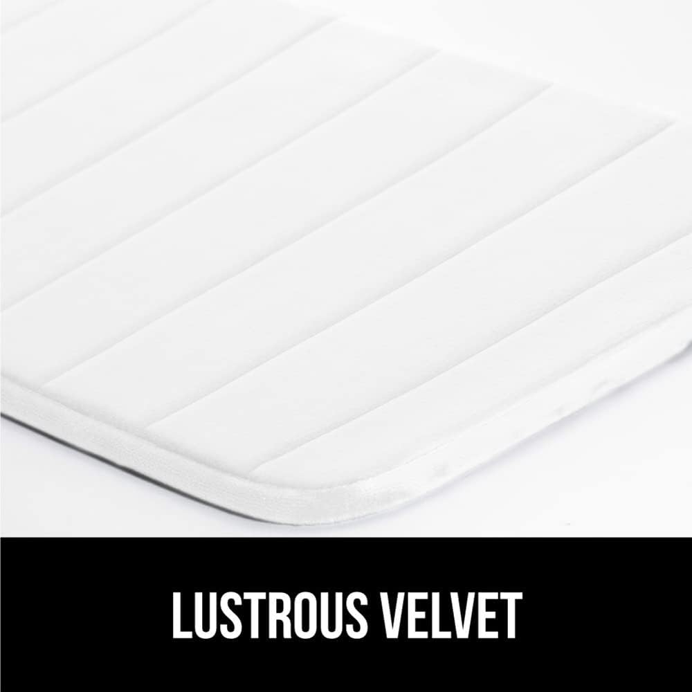 GORILLA GRIP Memory Foam Bath Mat, Soft Absorbent US Designed Bathroom Rug, Gripping Dots Machine Washable Bathmat, Cushioned Floor Mats, Shower Sink Rugs Room Décor Accessories, 30x20 White