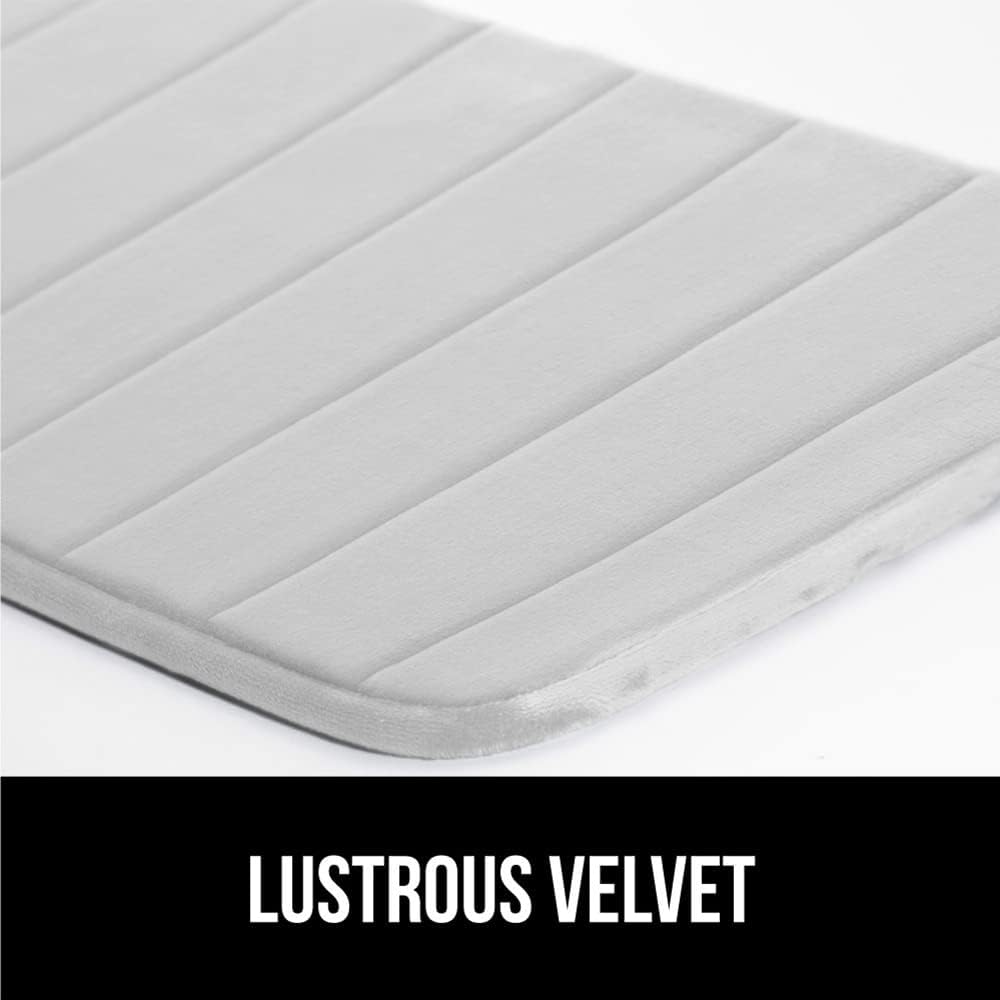 GORILLA GRIP Memory Foam Bath Mat, Soft Absorbent US Designed Bathroom Rug, Gripping Dots Machine Washable Bathmat, Cushioned Floor Mats, Shower Sink Rugs Room Décor Accessories, 24x17 Light Gray