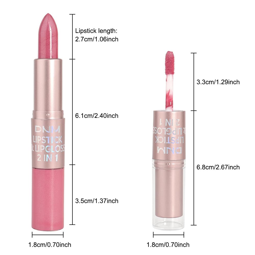 evpct 2 in 1 Rose Pink Glitter Metallic Shimmer Diamond Lipstick and Lip Gloss Set for Women Long Lasting Waterproof, Baby Nude Pink Sparkle Glitter Shiny Lipstick and Lip Liner Makeup Set, 06#