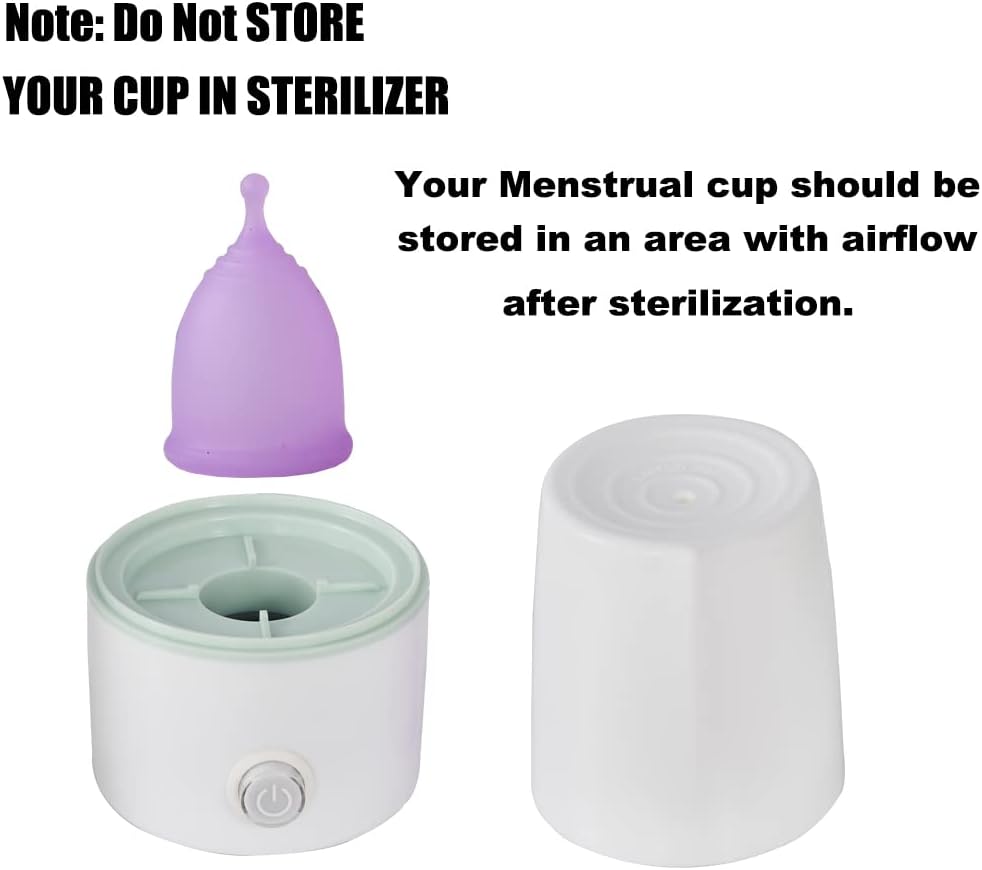 Menstrual Cup Sterilizer Period Cup Steamer Cleaner Machine High Temperature Wash Your Cup 99.9% Dirty 8 Minutes - Feminine Hygiene - Leak-Free (White Color)