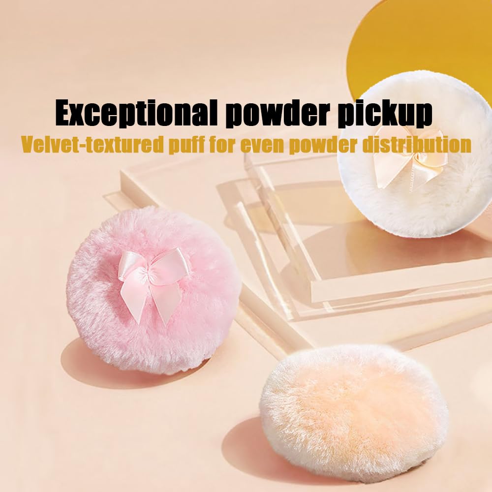 Luxury 4 Inch Glass Powder Container with 2 Soft 3.5" Puffs|Non-Sealed Refillable puff Jar| Loose Powder Storage(Butterfly-Amberl)