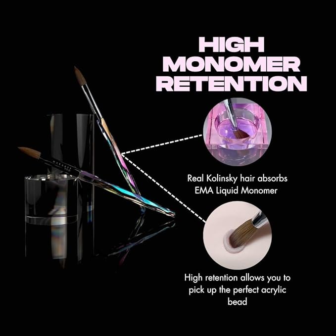 Crimped professional kolinsky nail brush