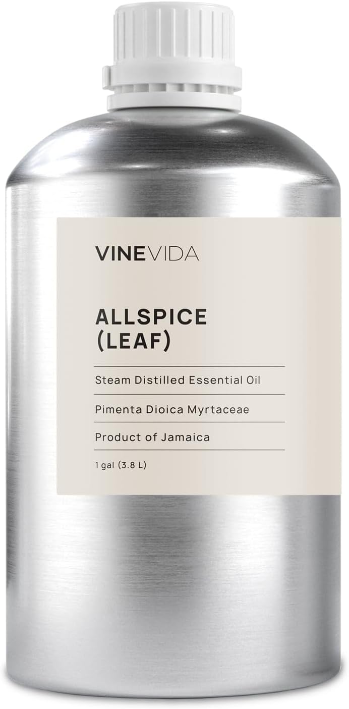 VINEVIDA Allspice (Leaf) Essential Oil - Gallon Allspice (Leaf) Oil Undiluted - Bulk Gallon Essential Oil for Soap Making Safe for Skin - DIY Candle Scents for Candlemaking Scents - 8 lbs