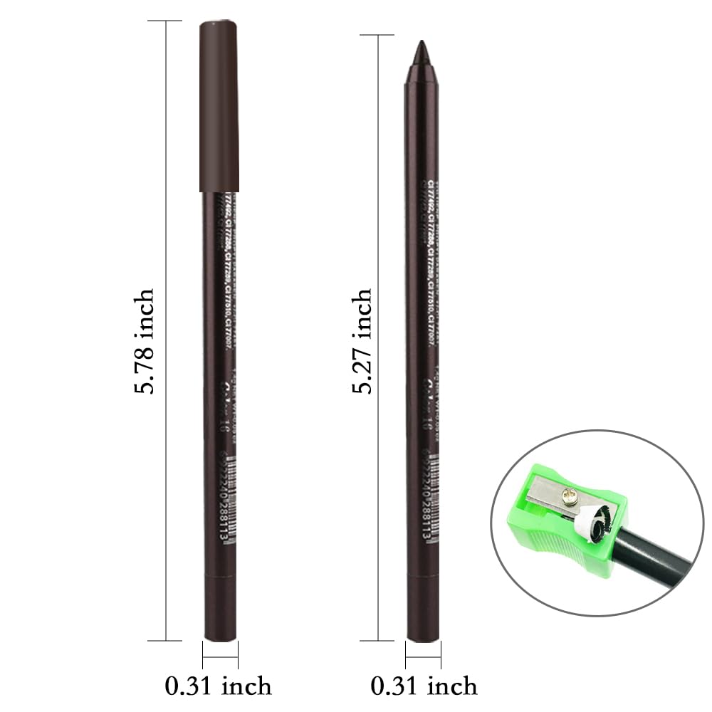 Kaely Gel Eyeliner Pencil for Women, Brown Eye Liner Waterproof Smudge Proof with Sharpener, Waterline Eye Makeup Liners, delineador de ojos contra el agua, Vegan & Cruelty-Free, 16