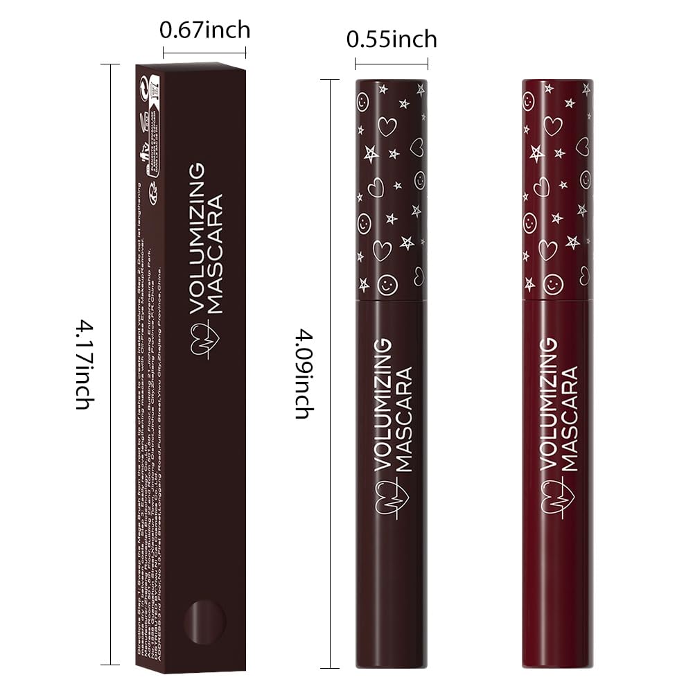 Colored Mascara for Eyelashes Set,Colorful Waterproof for eyelashes Long lasting Charming Voluminous for Women Halloween Eye Makeup (2Pcs 02#Brown&05#Red, F)
