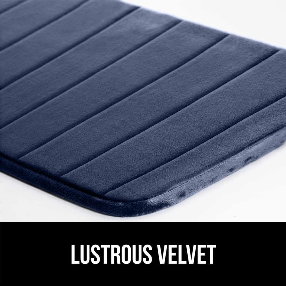 GORILLA GRIP Memory Foam Bath Mat, Soft Absorbent US Designed Bathroom Rug, Gripping Dots Machine Washable Bathmat, Cushioned Floor Mats, Shower Sink Rugs Room Décor Accessories, 24x17 Navy Blue
