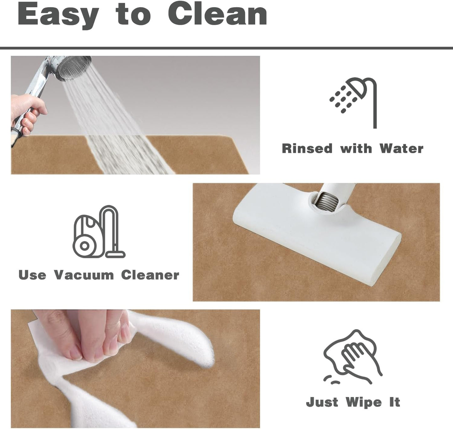 Bath Mat, Bathroom Rugs Non Slip Washable Thin Absorbent Quick Dry Bath Mat Fits Under Door Bathroom Floor Mat Perfect for Bath, Shower, or Sink 36"x60" Camel