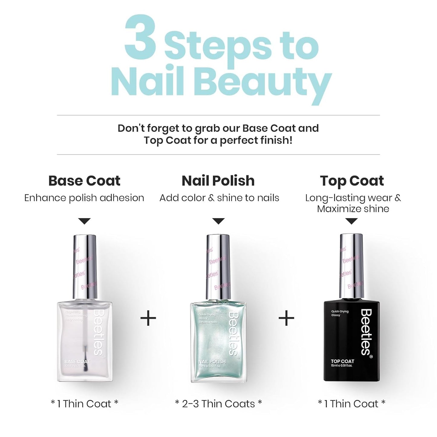 Beetles Pearl Nail Polish Set - 15ml Blue Quick Drying Nail polish Shimmer Glitter Fingernail Polish Bubble Blue Nail Lacquer Shimmer DIY Manicure Gift for Women