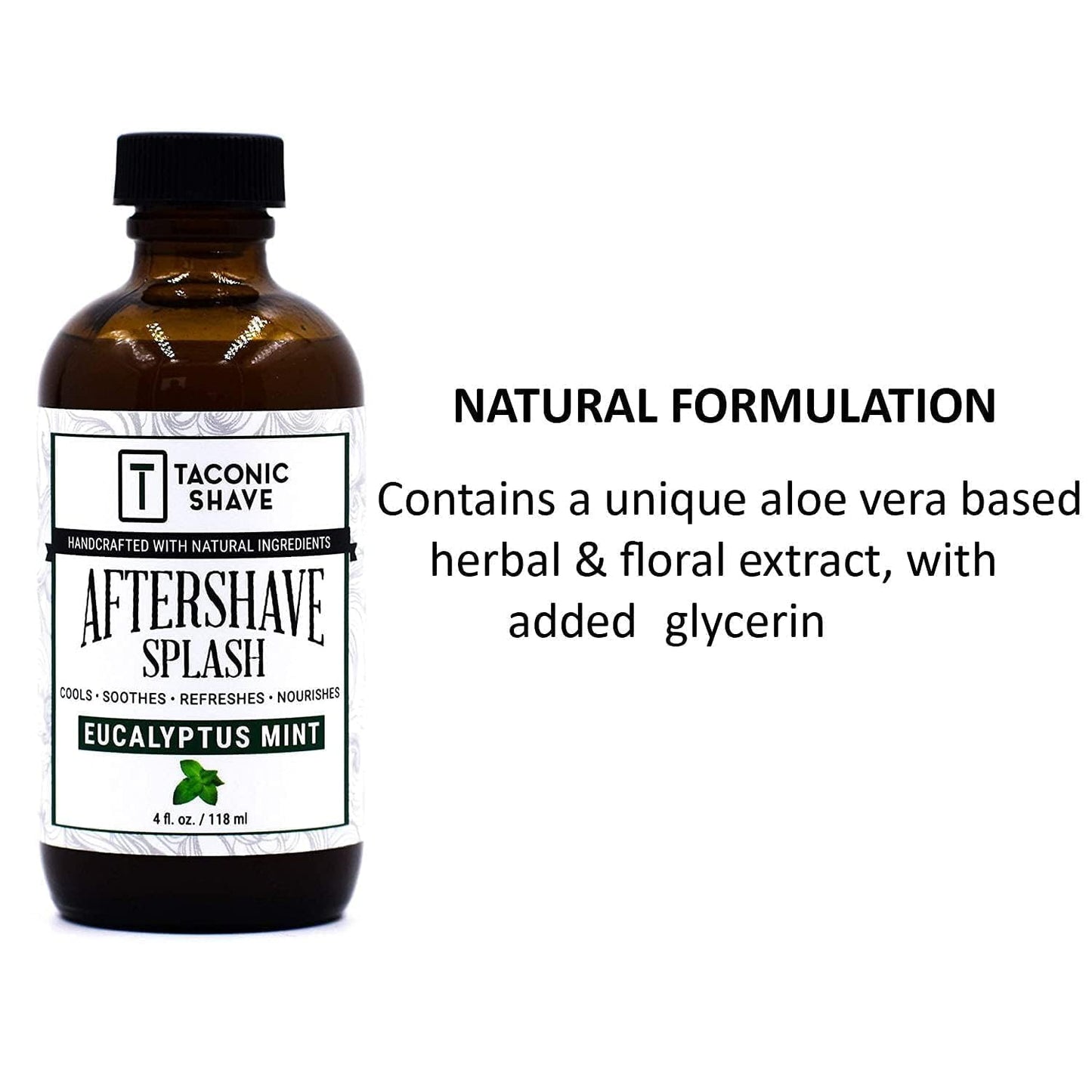 Taconic Shave Eucalyptus Mint Aftershave Splash โ Refreshing, Alcohol-Free Menโs After Shave โ Tones & Cools Skin Naturally โ 4 oz USA Made