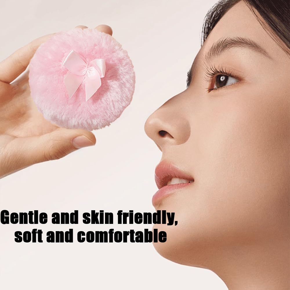 Luxury 4.2 Inch Glass Powder Container with 2 Plush Puffs|Non-Sealed Organizer for Body Powder&Makeup|Setting Powder Applicator w/Loose Powder Storage(Pointed Cylinder-Dazzling Colors-Large)