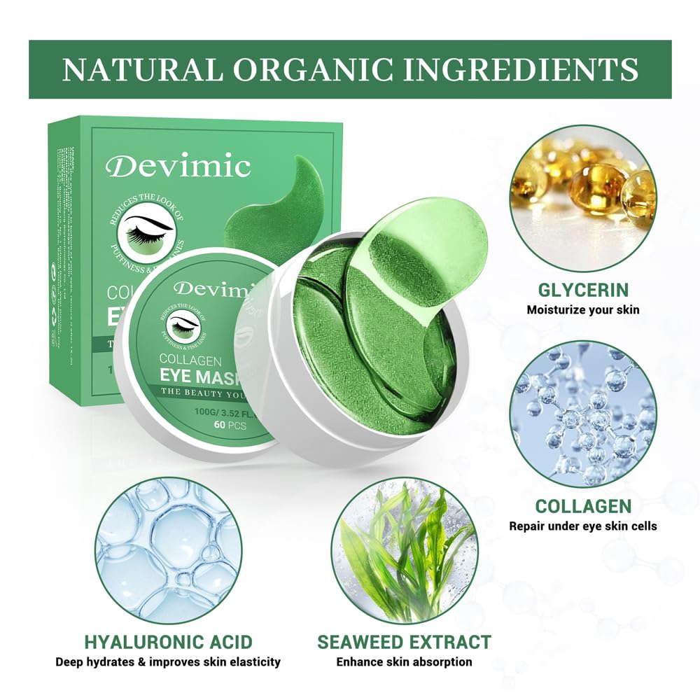 Under Eye Mask, 30 Pairs Seaweed Eye Masks for Dark Circles and Puffiness Treatment, Under Eye Patches for Puffy Eyes and Eye Bags, Gel Eye Mask Eye Pads for Face Skin Care