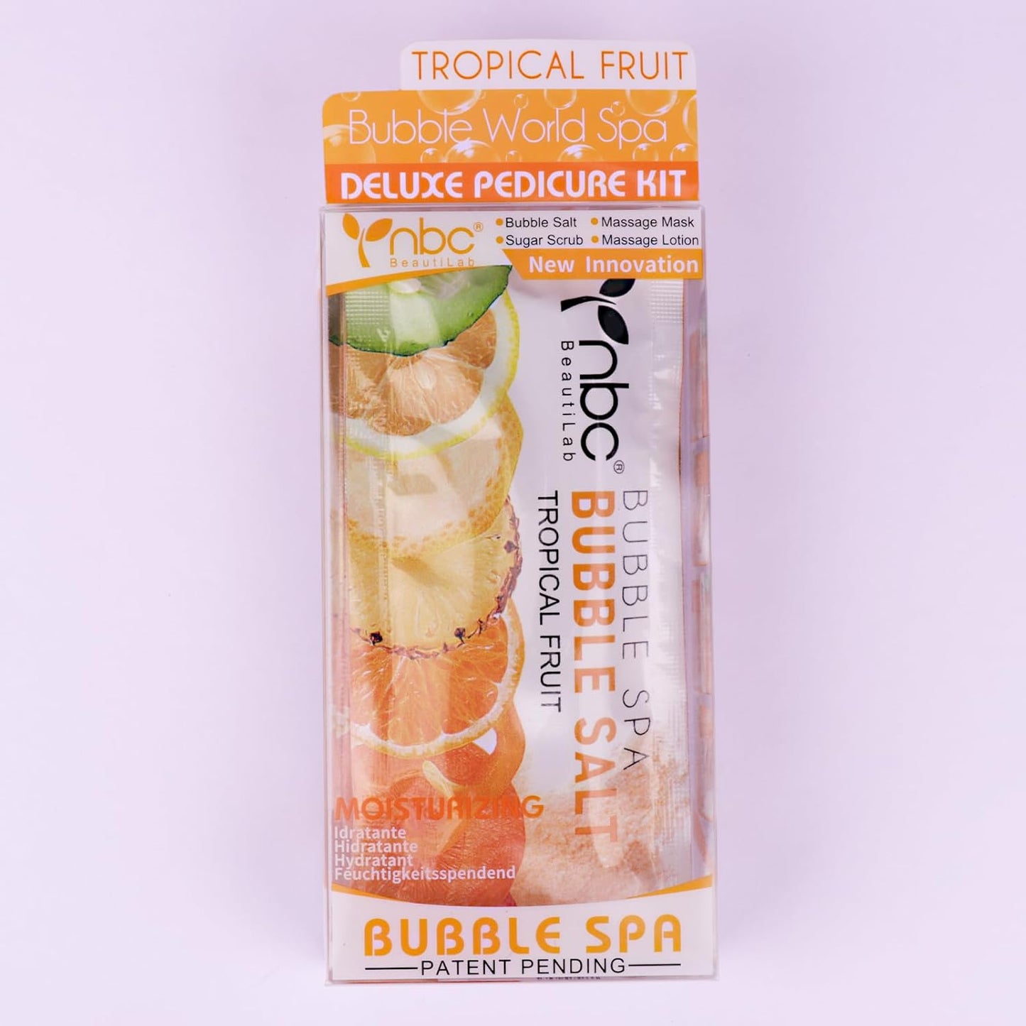 Pedicure Kit Foot Soak Set: Bubble Salt, Sugar Scrub, Massage Mask, Massage Lotion in a Box, 4 Step Foot Spa Kit for Dry Feet,Tired Feet ๏ผ1 Set Mango)