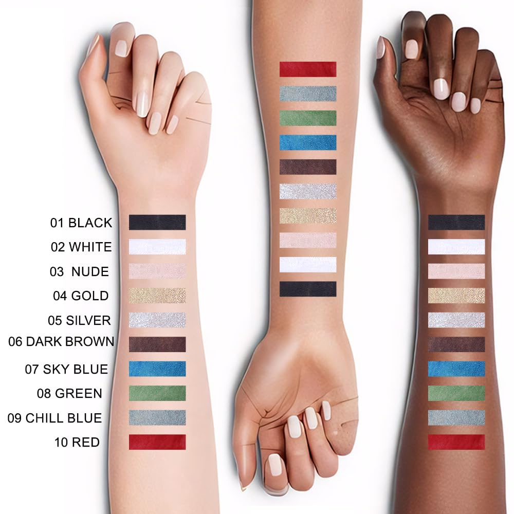 evpct 1Pcs Red Color Gel Glitter Eyeliner Pencils Set for Women Waterline Waterproof Smudge Proof lapiz de ojos delineador de ojos contra el agua Eye Liner Makeup, 10# Red