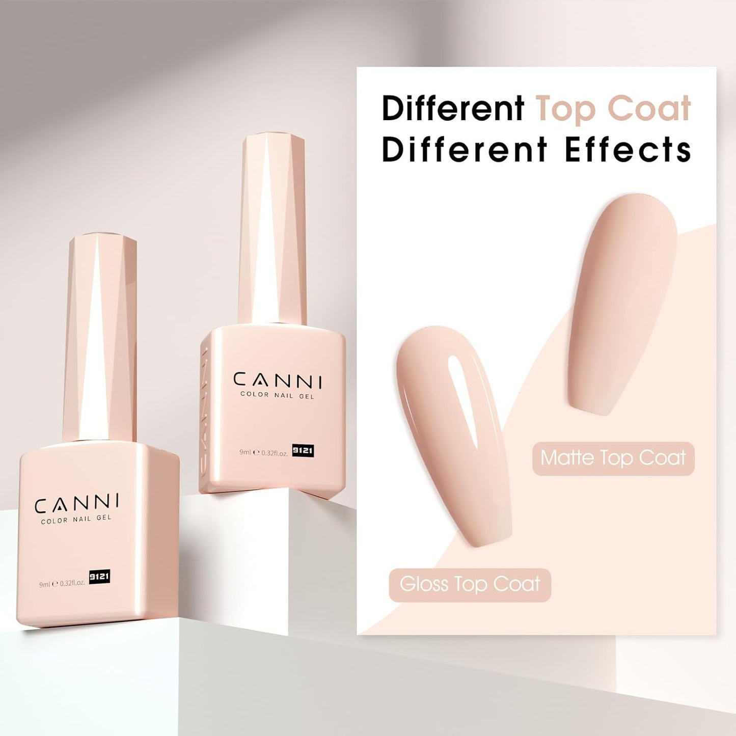 CANNI Nude Pink Gel Nail Polish – 0.3oz Sheer Skin Tone Color, Glossy Soak-Off UV/LED Nail Gel for Natural French Manicure, DIY & Salon Use