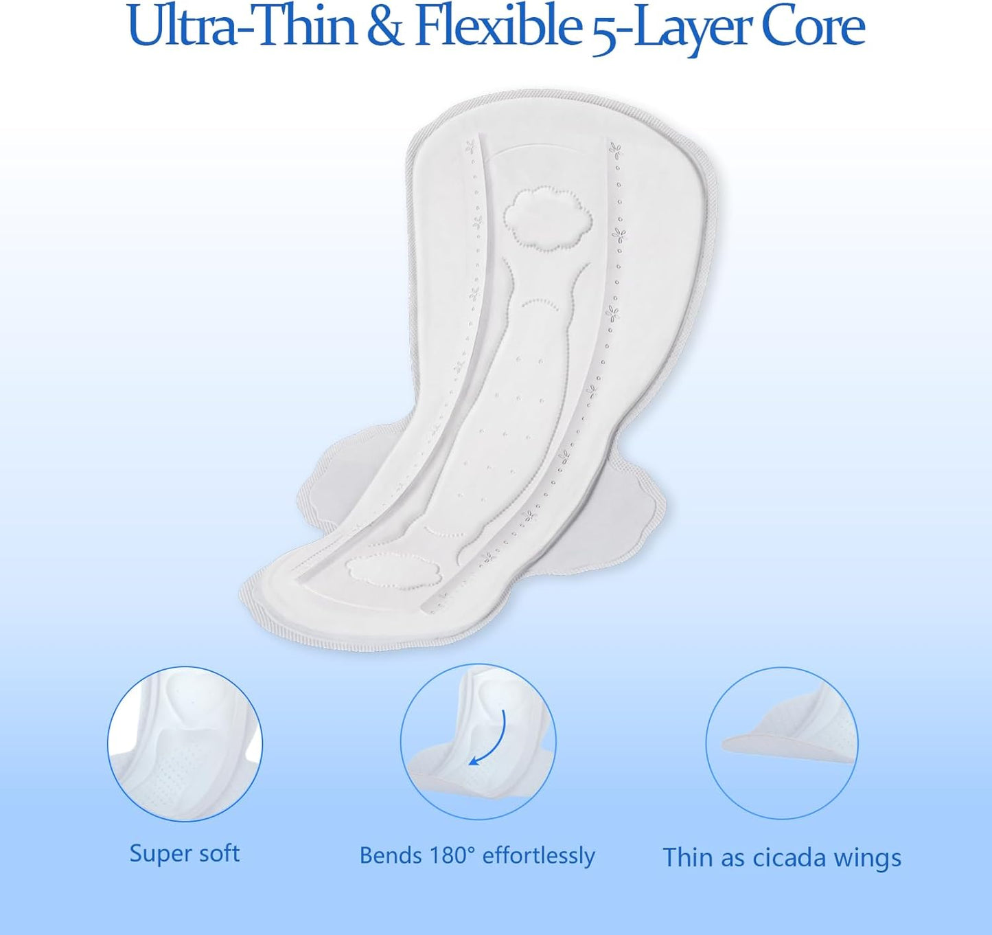 MODAL Pads for Women, Unscented Daily Thin Sanitary Pads for Period with Wings, 11.4 Inch(290 mm), Large, 12 Count