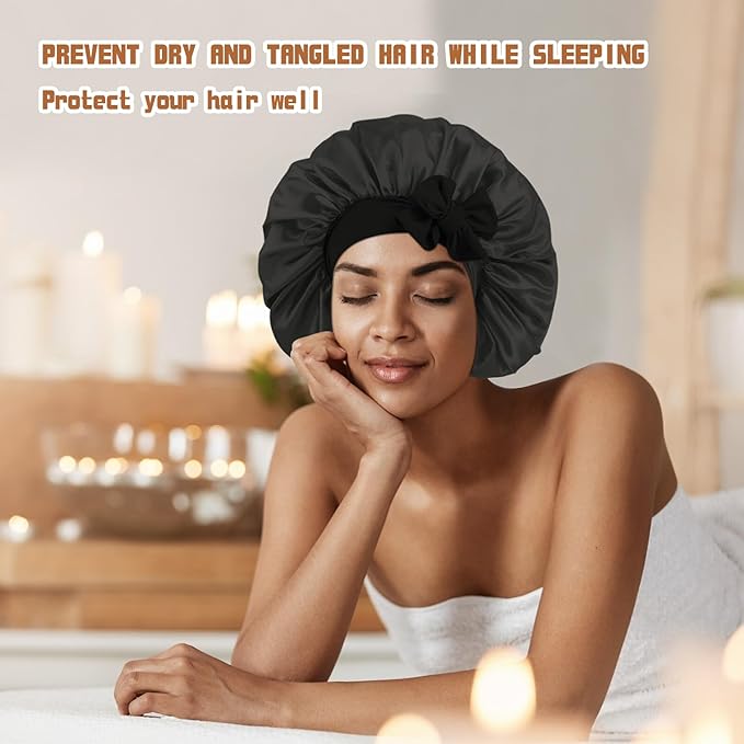 3pcs satin bonnet silky bonnet