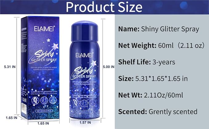 Body glitter spray, glitter spray