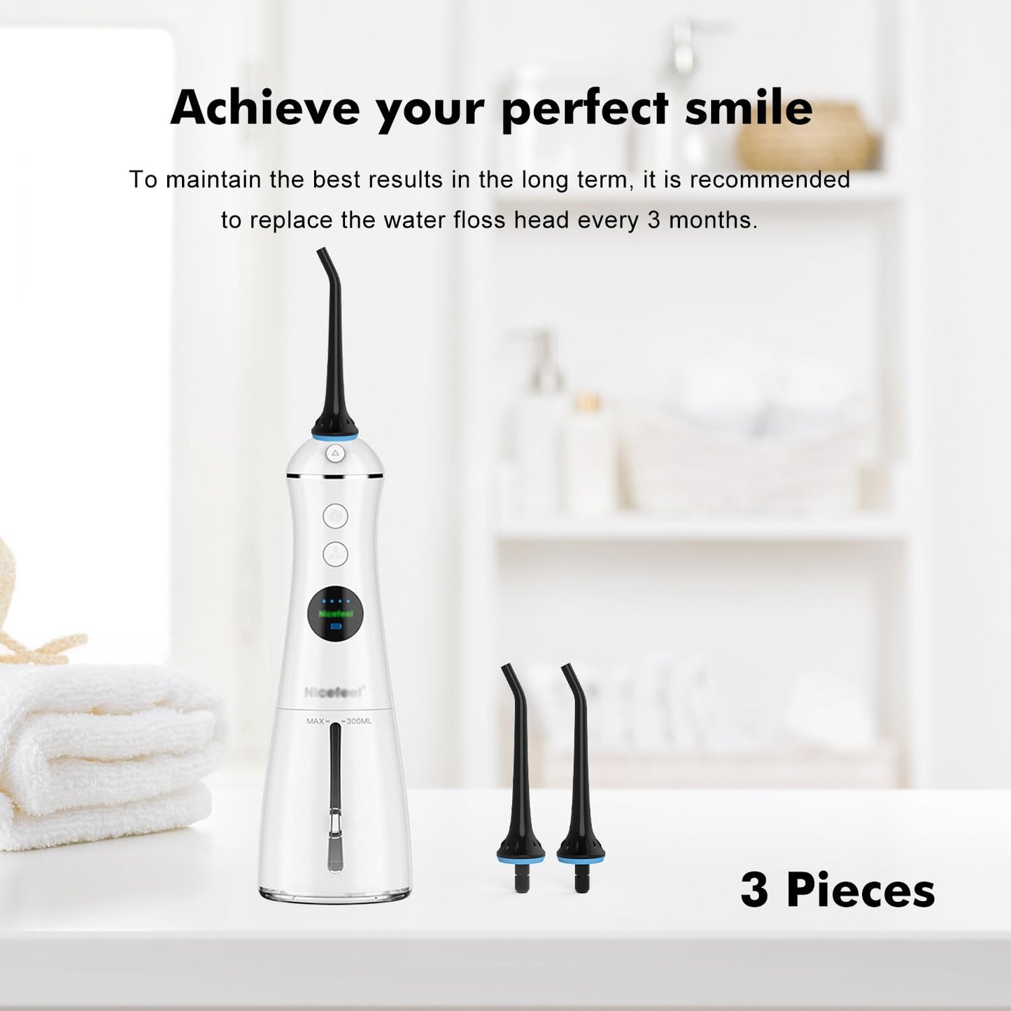 Replacement Tips for Oralfree,Nicwell,Nicefeel,COSLUS,Mospro,Zerhunt,McNaval Water Flosser, Replacement Heads Oral Irrigator Jet Tip Nozzel,Blcak(3 Pack)