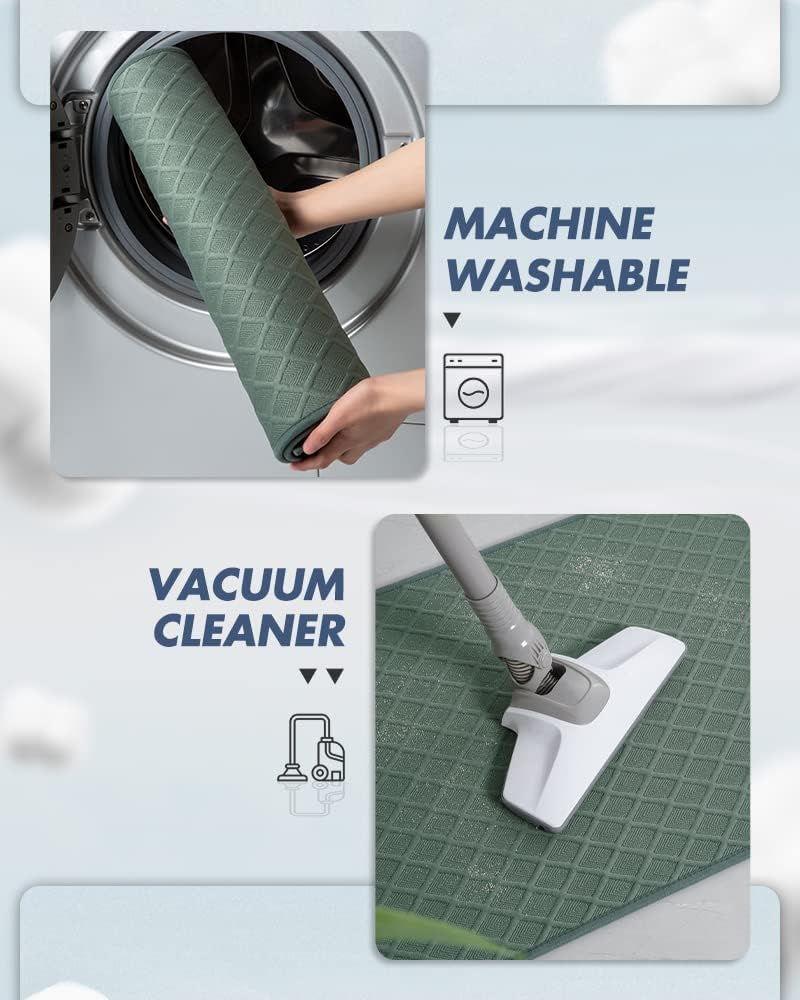 AMOAMI Bath-Mat, Ultra Thin Bathroom Mat Runner Rugs, Rubber Backed Bath Mats for Bathroom Non Slip, Absorbent Bath Rug for Bathroom Floor, Shower, Sink 2'x 4'(24" x 47") Green