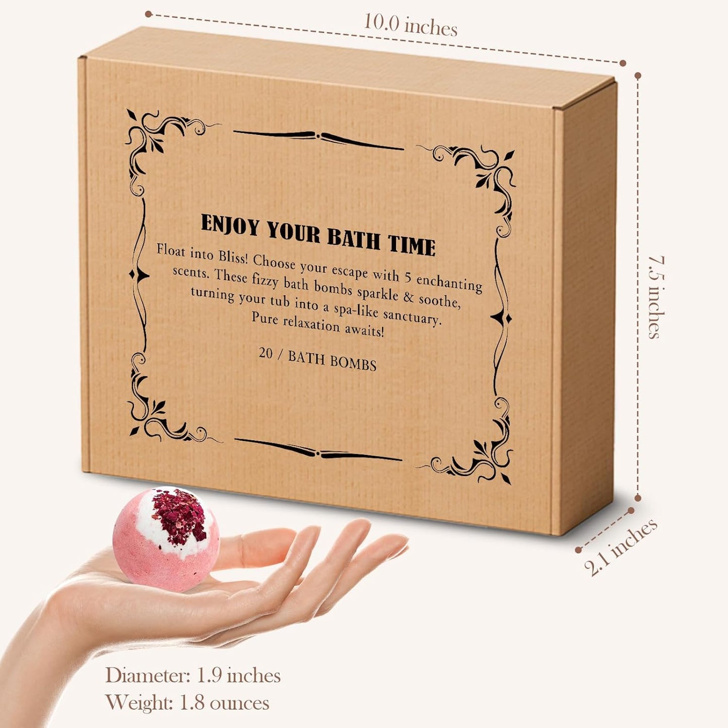 Bath Bombs Set for Women, 20 PCS Natural Argan Oil & Organic Oil Dry Skin Moisturize, 5 Different Scents, Perfect for Bubble Spa Bath, Ideal Gifts for Women, Girls, Wife, Mother