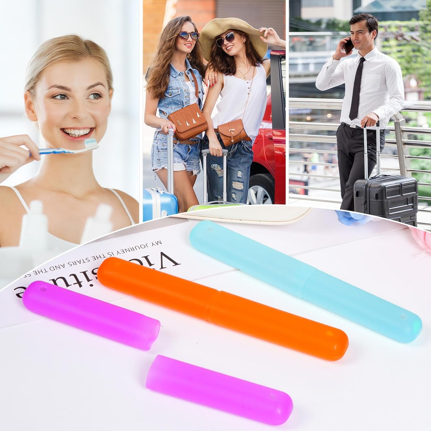 10PCS Plastic Toothbrush Case Five Colors Portable Dust-proof Toothbrush Cases Toothbrushes Holder for Daily and Travel Use(10)