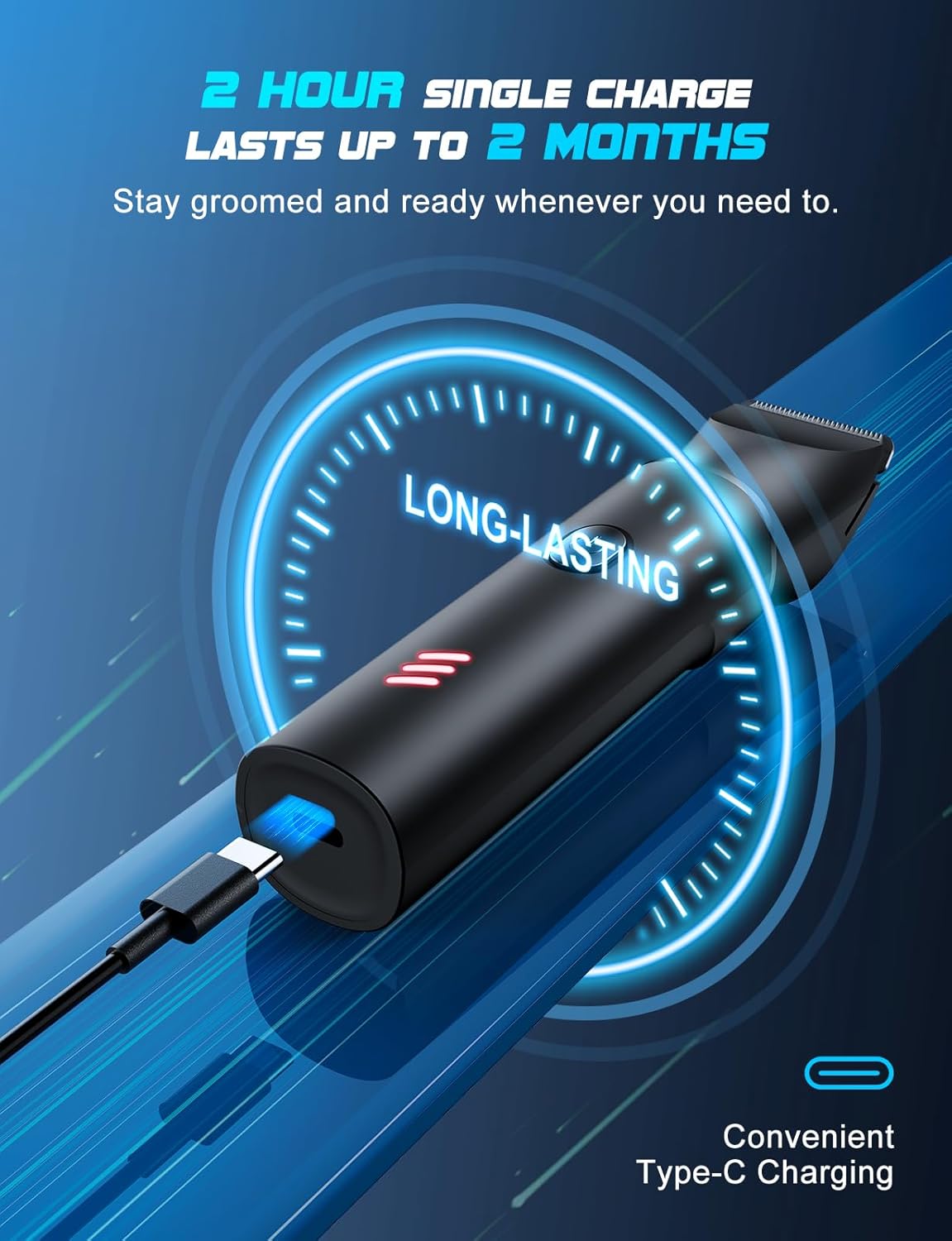 Body Hair Trimmer for Men, Manscape Electric Razor, Versatile Hair Trimmer for Groin, Beard, Nose/Ear Hair, Waterproof & USB-C Rechargeable, Travel Lock