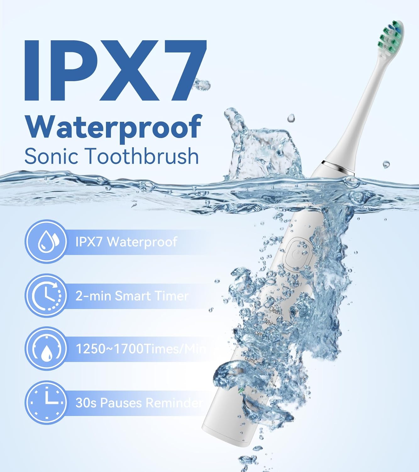 Water Flosser & Ultrasonic Electric Toothbrush Combo, 600ML Water Dental Flosser with 7 Jet Tips, 10 Adjustable Water Pressure, 5 Toothbrush Heads for Home Use, Gums, Braces (White)