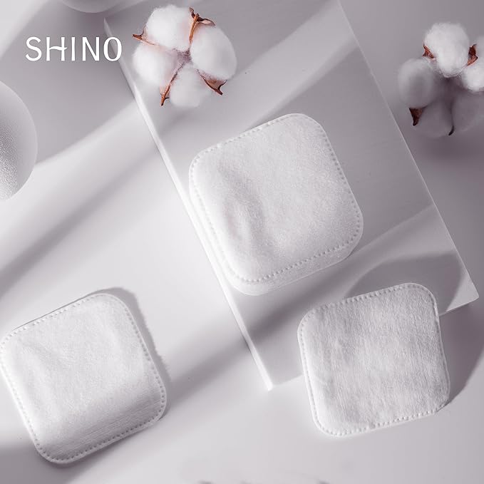 Shino natural square cotton pads,
