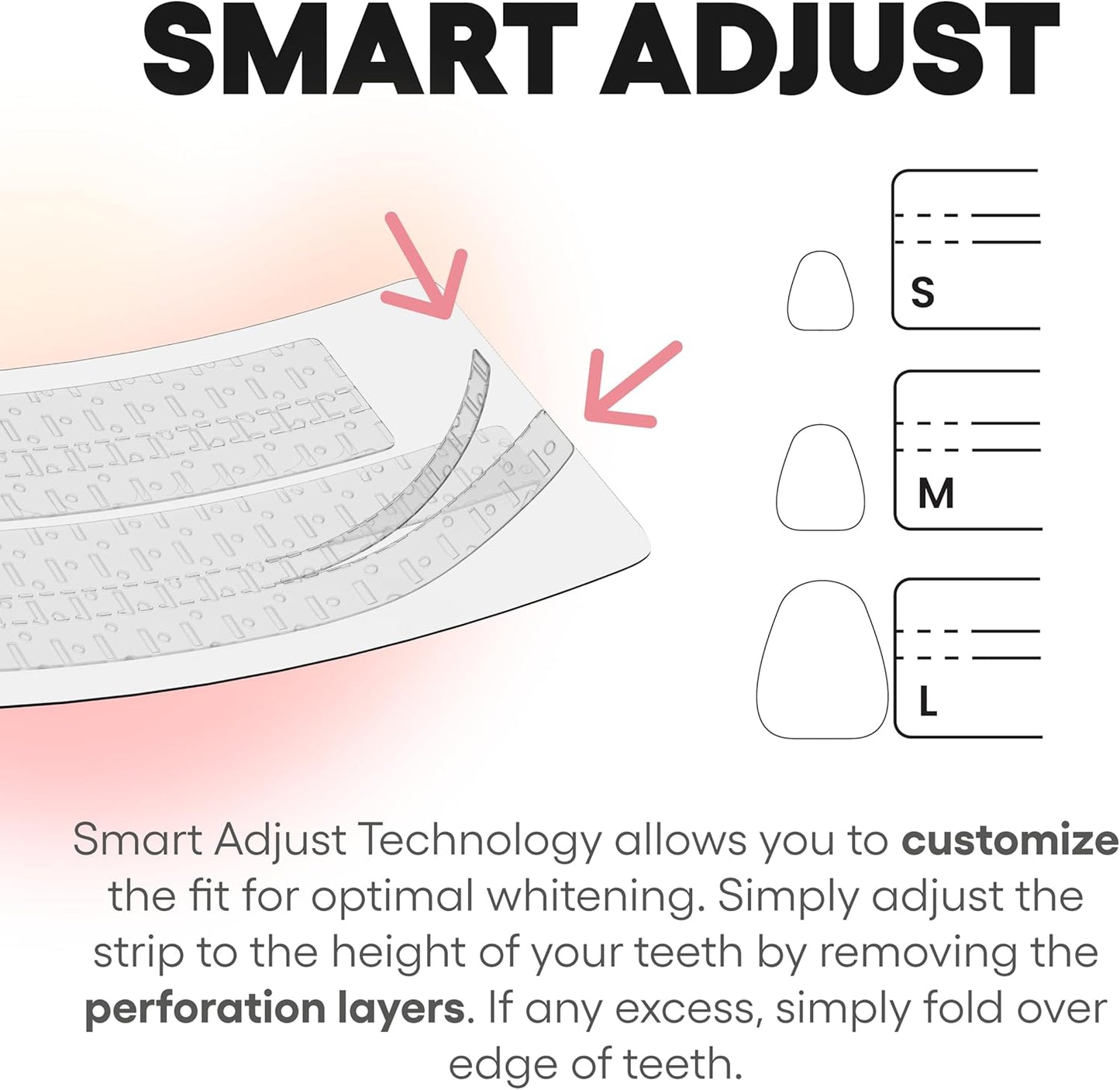 Something Nice Lumismart Whitening Strips - Dentist-Designed, Enamel Safe, up to 42 Treatments with Smart Adjust - Teeth Whitening Strips in Peach for Sensitive Teeth