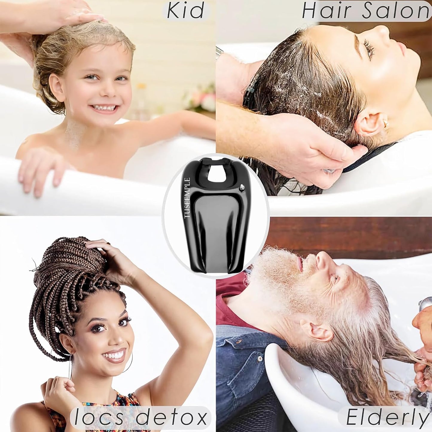 Portable Shampoo Bowl for Home, Portable Hair Washing Station for Sink, Hair Washing Tray for Sink at Home (Black)