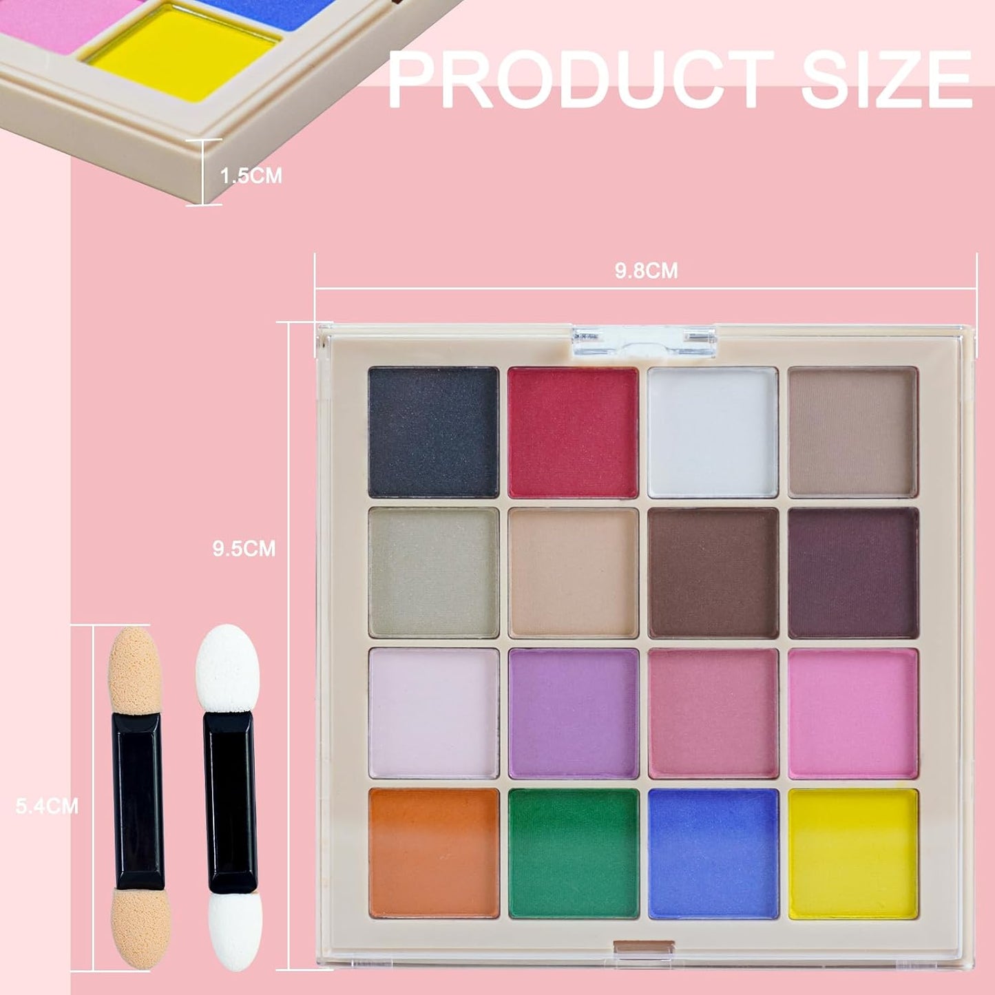 16 Colors Nail Pigment Powder Palette, Solid Pigment Powder for Nails Set Colored Nail Powder Pigmentos para Uñas, Professional Nail Art Palette Manicure DIY Accessories