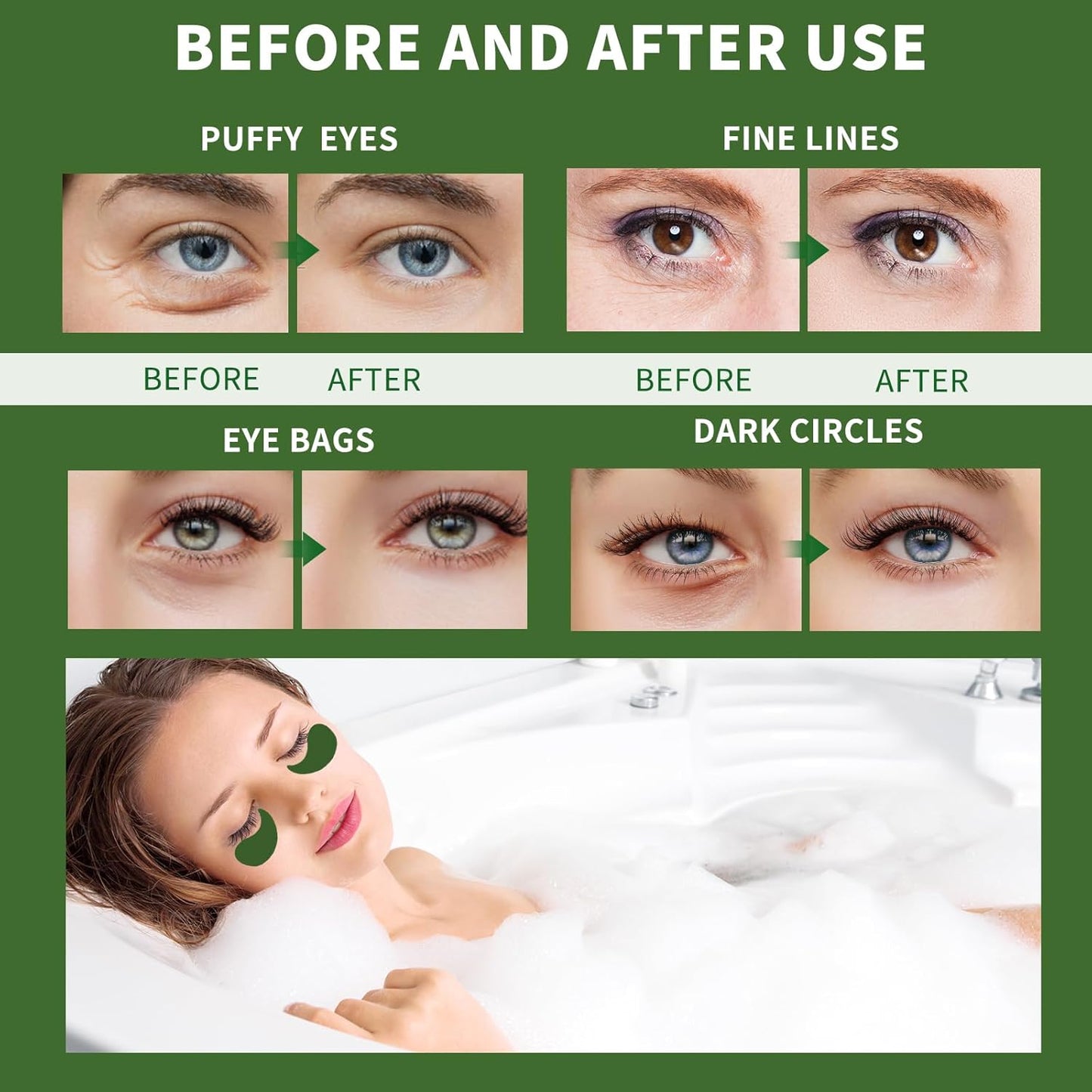 Under Eye Patches for Puffy Eyes 70PCS, Seaweed Eye Mask for Dark Circles and Puffiness, Under Eye Mask Patches Skincare, Eye Gel Pads, Eye Patches for Wrinkles, Puffy Eyes Bags Treatment Women Men