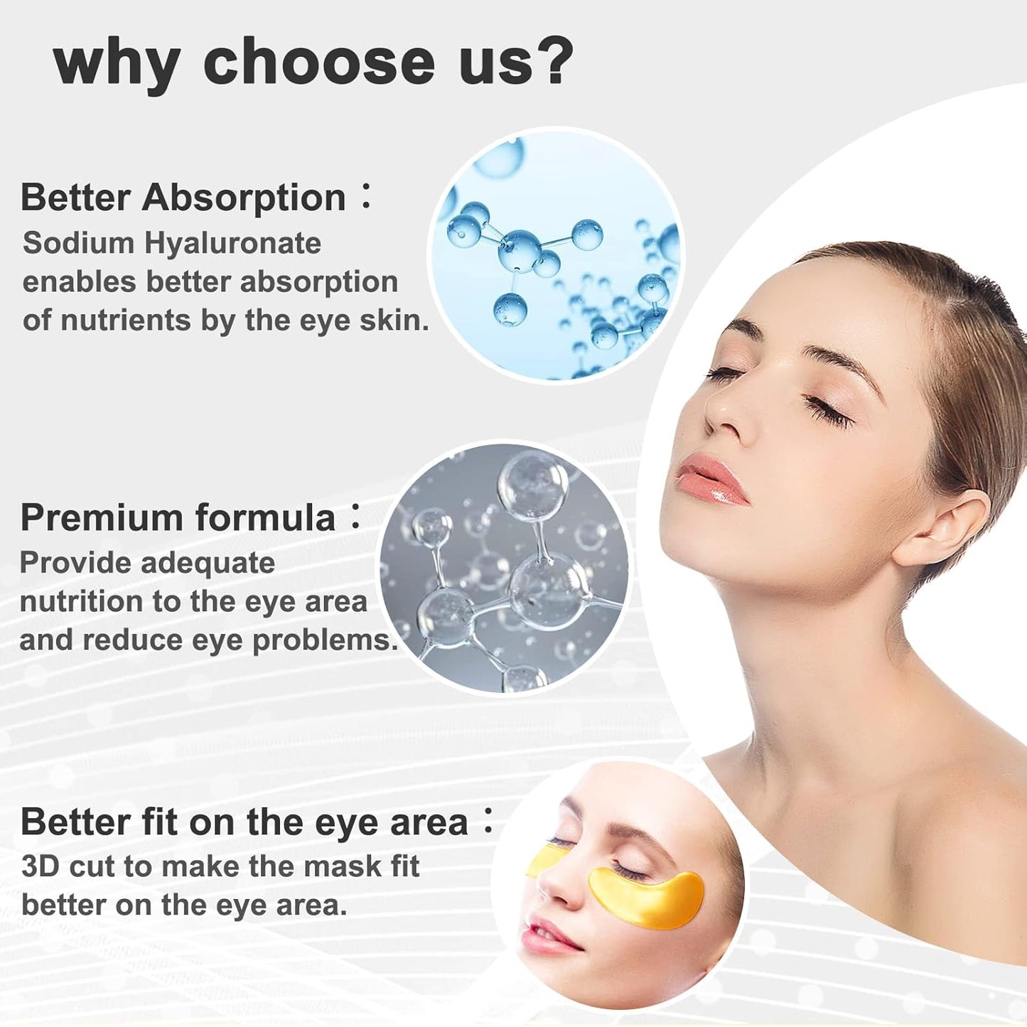 Permotary 30 Pairs 24K Gold Gel Crystal Collagen Eye Pads,Under Eye Mask for Moisturizing,Fine Lines,Dark Circles& Puffy Eyes Under Eye Patches,Gold