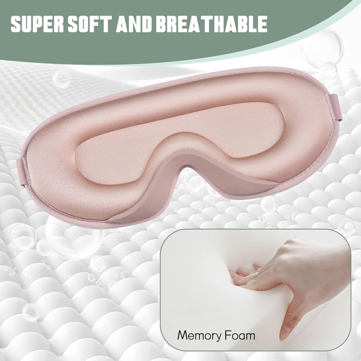 Sleep Mask for Side Sleeper Men Women | Zero Eye Pressure 3D, Light Blocking Design, Soft Breathable Eye Shade Cover for Travel, Pink