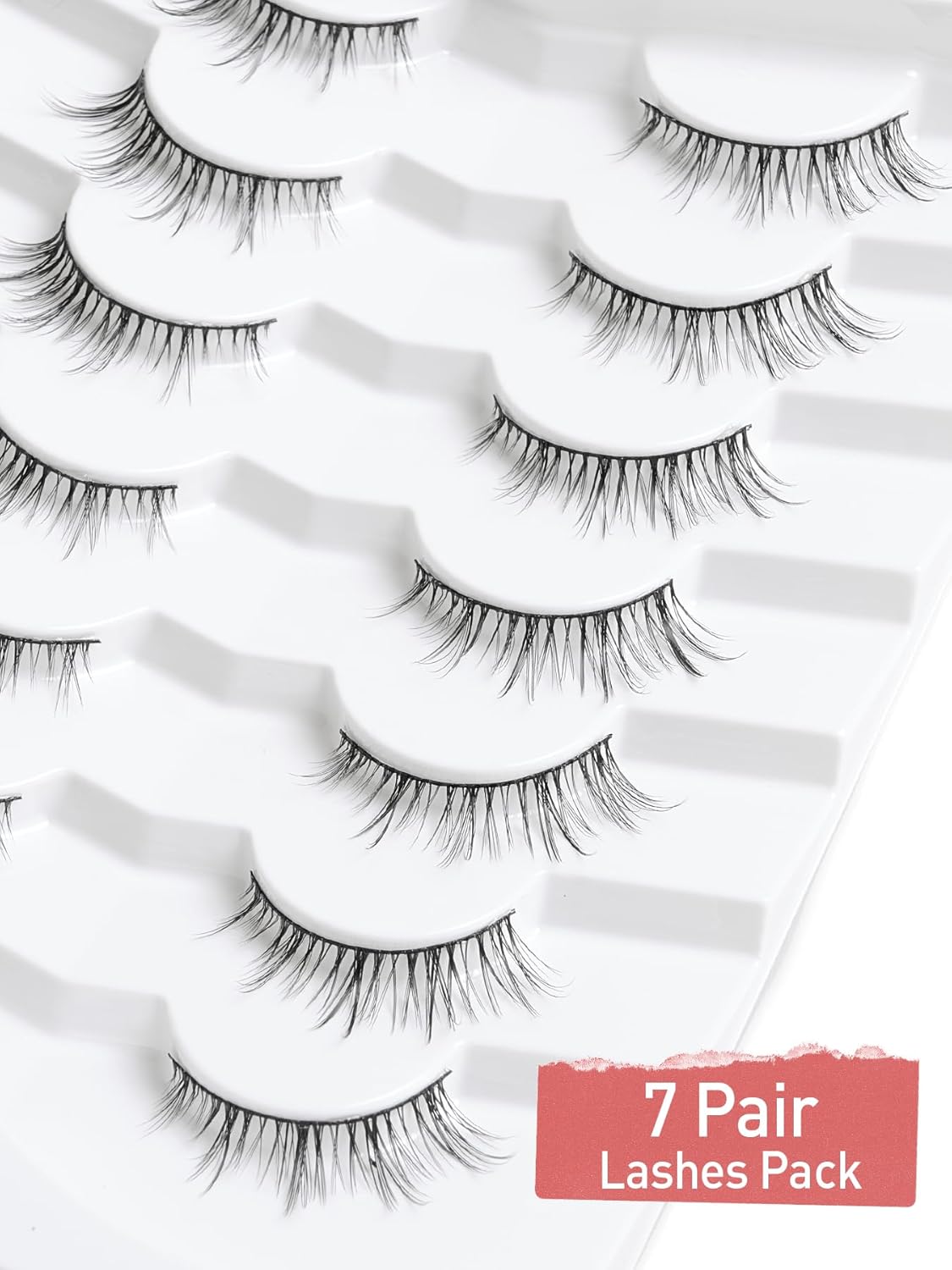 Natural Eyelashes 10MM Short Lashes Cat Eye Lashes Wispy False Eyelashes Manga Lashes Soft Strip Lashes 3D Volume Lashes Fake Eyelashes 7 Pair Siligli