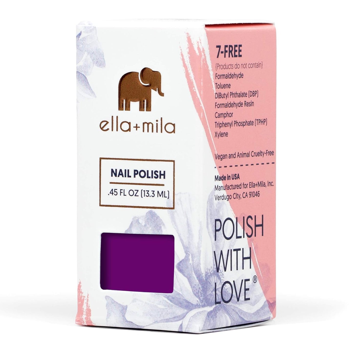 Ella+mila Professional Quick Dry Long-Lasting & Chip-Resistant Nail Polish - Samba Collection Purple Reign - 0.45 fl oz