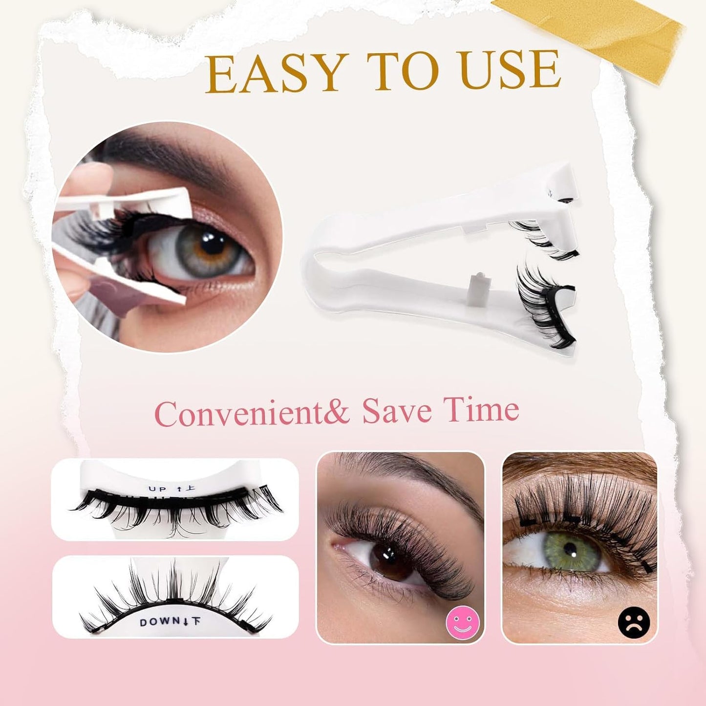 Ealra Craft Magnetic Eyelashes with Applicator,Lumentes Magnetic Eyelashes,3D Soft Flex,Reusable No Glue Needed Soft Lashes for Wmen with All-Day Wear(Natural#04+Fuller#05)