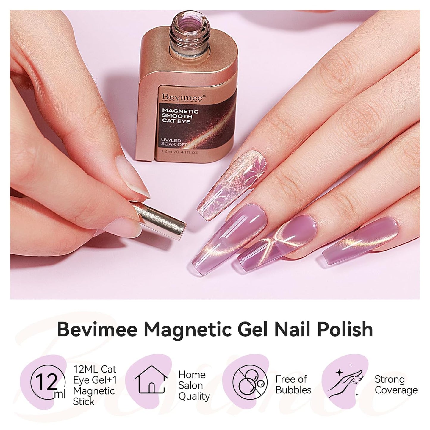 Cat Eye Gel Polish Light Purple Glass Jelly Magnetic Nail Polish Gel Smoothie Glitter Gloss Shine Mauve Color Velvet UV Gel Polish For Nail Art Manicure DIY At Home 12ml