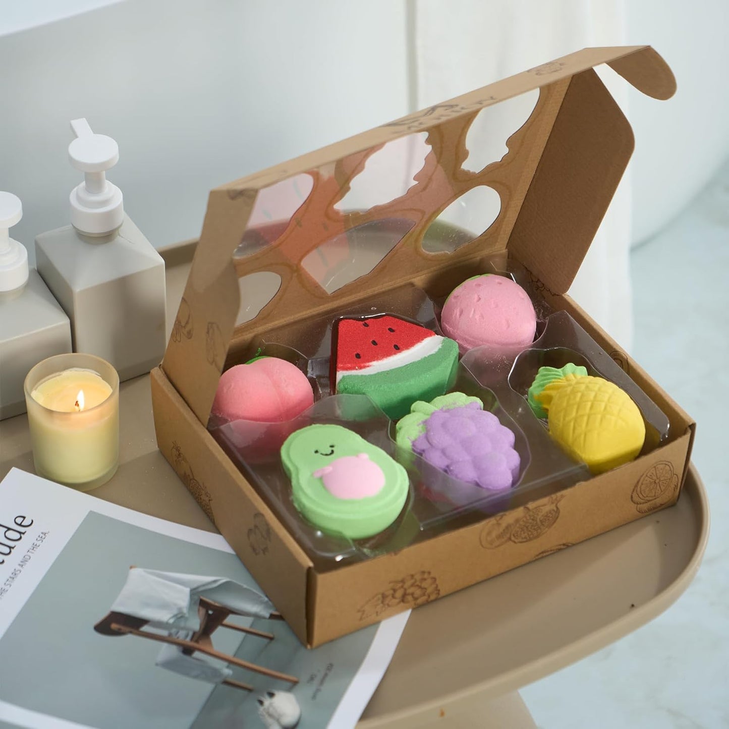 Bath Bombs for Teen Girls Boysโ Fruit Shaped, Natural & Non-Toxic with Surprise Inside, Fun Gift Set for Kids Ages 3+