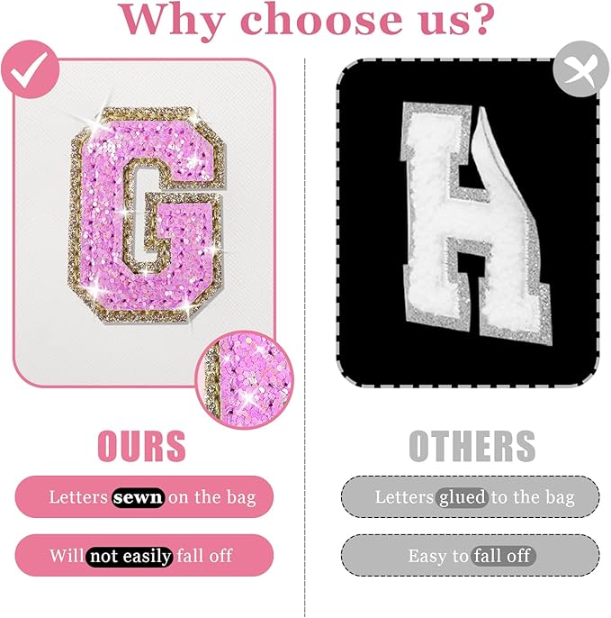 Initial letter patch makeup bag,