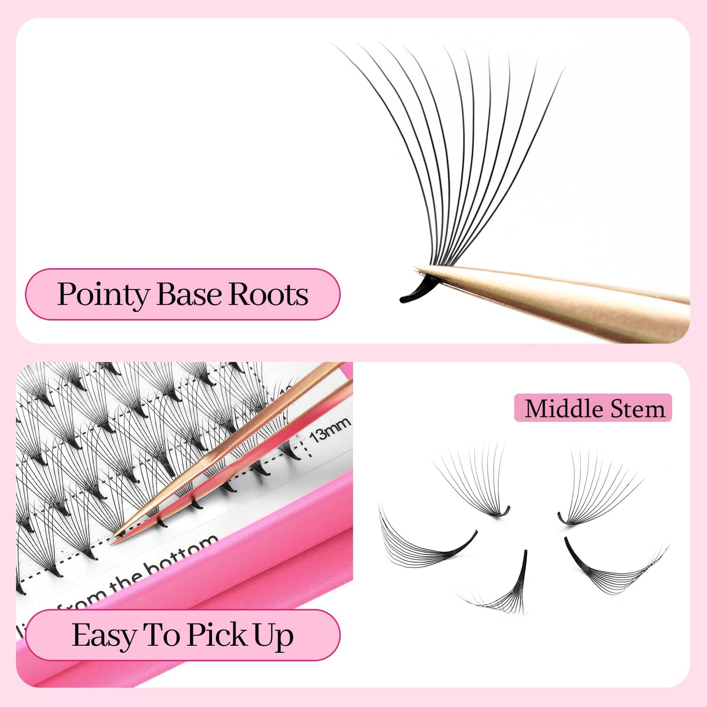 Premade Fans Eyelash Extensions 16D Volume Lash Extensions 0.03 Thickness Eyelash Extension C Curl Premade Lash Fans Mix 9-16mm Fluffy Soft Handmade Lash Fan(16D-0.03-C,9-16mm)