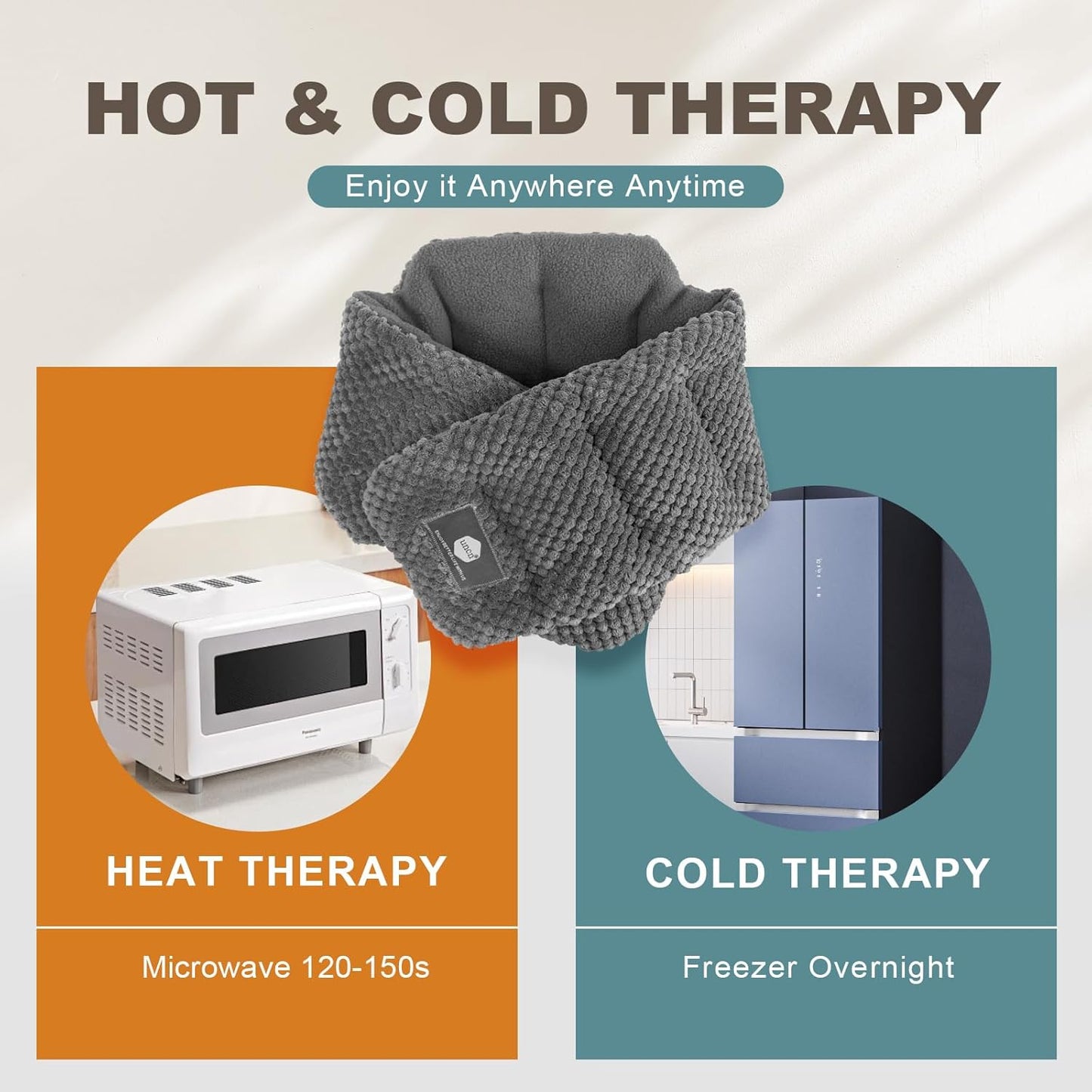 uncn Microwavable Heating Pads for Neck and Shoulders Pain Relief Microwave Heat Pack Versatile Weighted Moist Heated Neck Wrap Reusable Herbal Nature Calming Beanbag Warm Compress 29X7 in 2.4Pounds