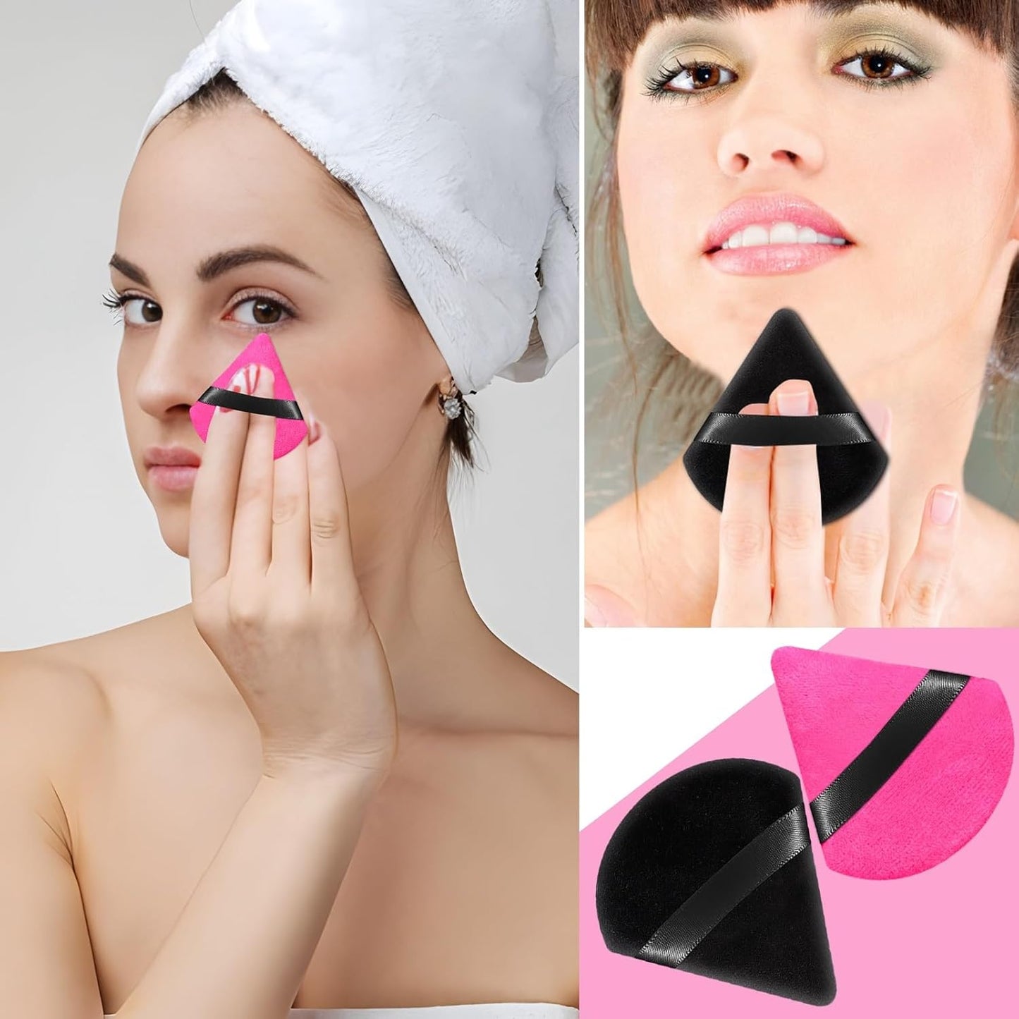 6 Pieces Powder Puff Face Soft Triangle for Loose and Body Powder, Velour Makeup Sponge Set Setting Powder Puff Makeup Tools