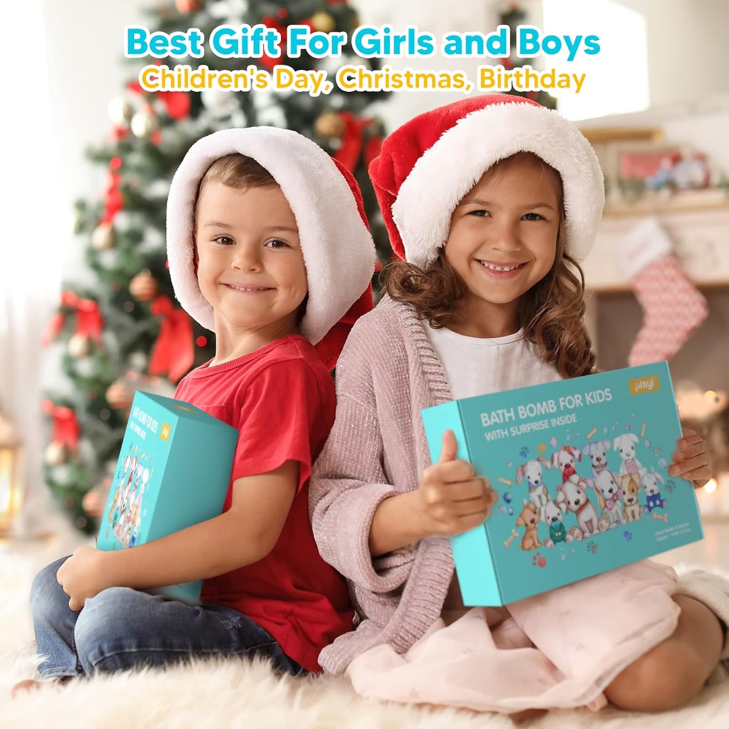 Bath Bombs for Kids with Surprise Toys Inside, 12 Pack Natural Organic Handmade Kids Bath Bombs with Animal Puppy Dog Toys, Fizzy Bubble Bath Gifts Set for Girls Boys Toddler