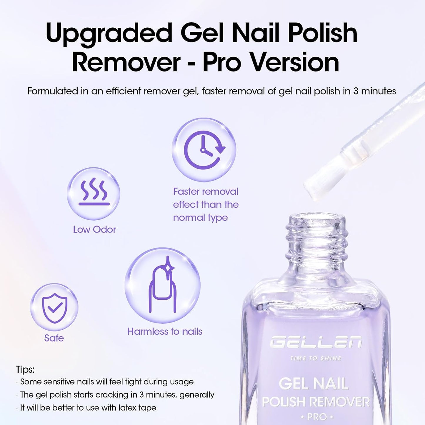 Gellen Gel Nail Polish Remover Kit, Gel Polish Remover for Nails, with Cuticle Oil & Peelable Liquid Latex for Nails, Fast Nail Gel Removal in 2-5 Minutes, No Need Foil, No Soaking or Wrapping