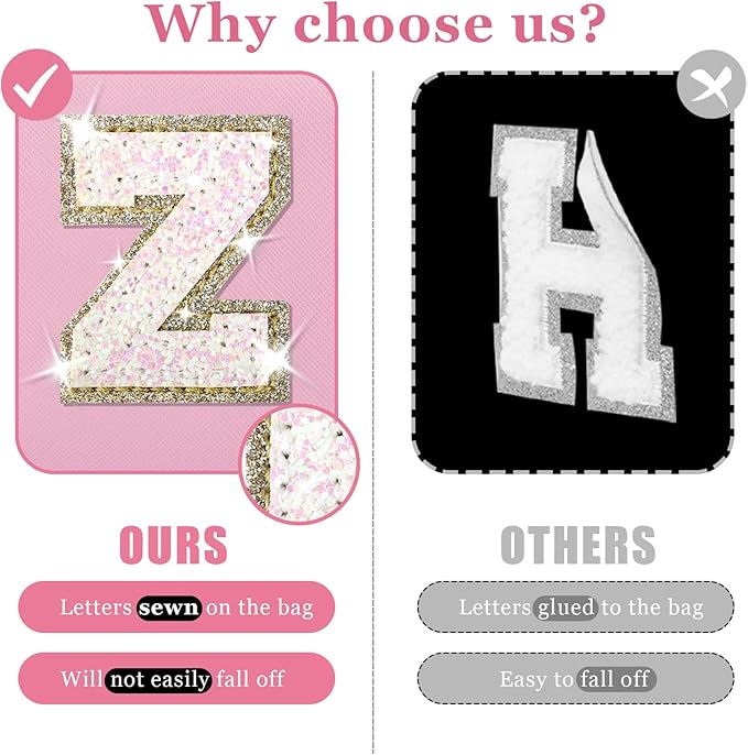 Initial letter patch makeup bag,