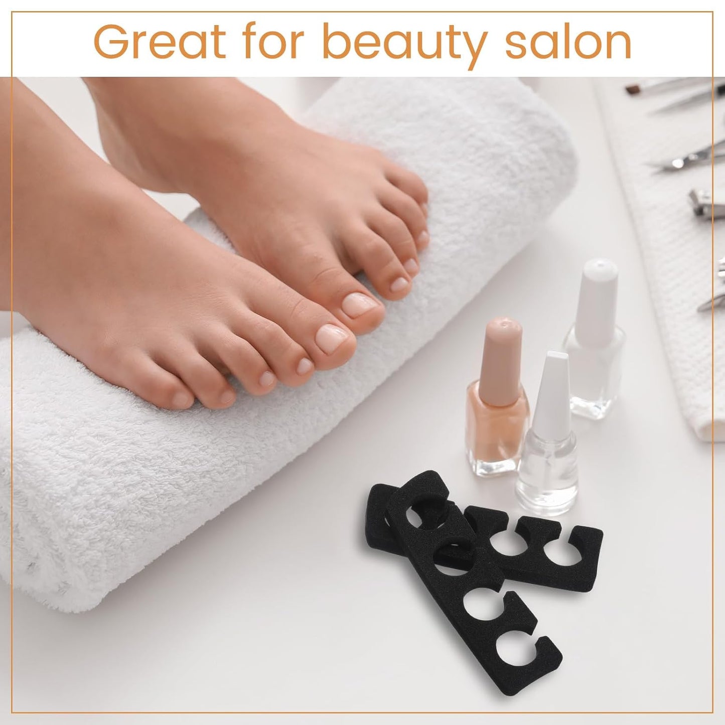 300 Pcs Toe Separators for Nail Polish Bulk Toe Separator Pedicure Correct Foot for Men Women Nail Polish Comfy Soft Pedicure Supplies (Black)