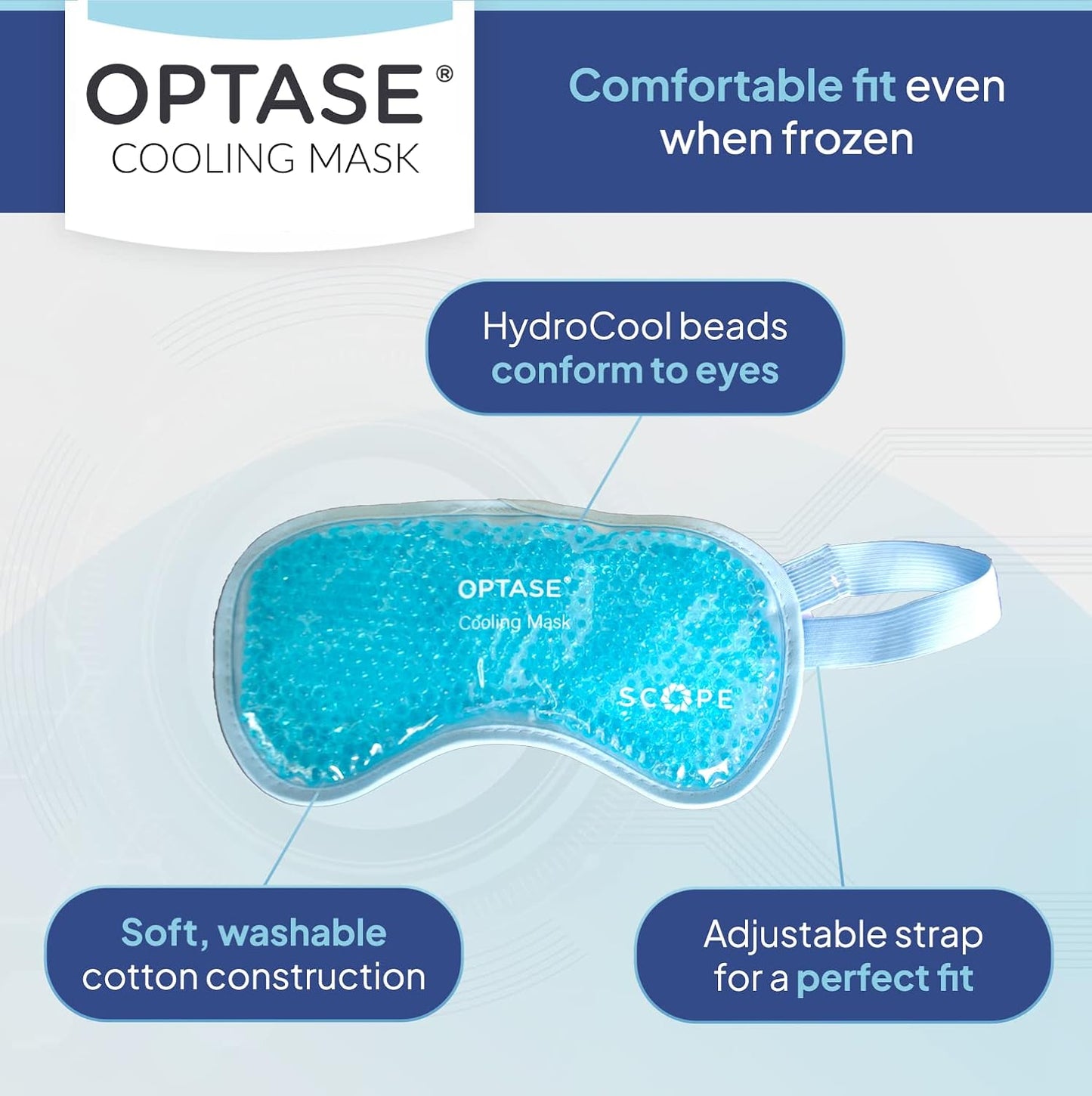 OPTASE Cooling Eye Mask - Gel Eye Mask for Seasonal Inflammation Relief - Premium Cold Eye Mask with HydroCool Technology - Cold Eye Compress for Puffy Eyes - Symptom Relief Eye Gel Mask for Dry Eye