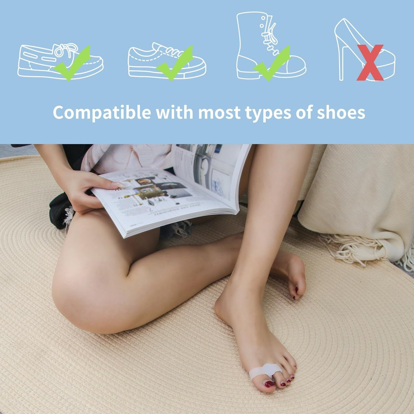 12-Pack Bunion Corrector - Gel Toe Separators W/ 2 Loops, Big Toe Spacers for Women and Men, Toe Corrector and Straightener for Bunions, Hammer Toe and Overlapping Toe, Relieve Foot Pain