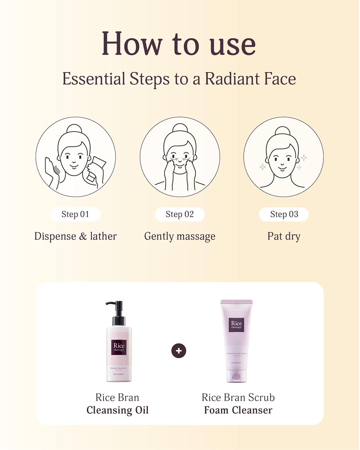 Rice Bran Foam Cleanser (Pack of 1, 5.1fl oz) - Facial Deep Cleansing Foam for Oily Skin. Smooth Skin with Gentle Scrub Formula for Men & Women, Korean Skin Care